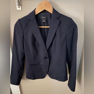 Navy with White Pinstripe Blazer from Ann Taylor in 00P